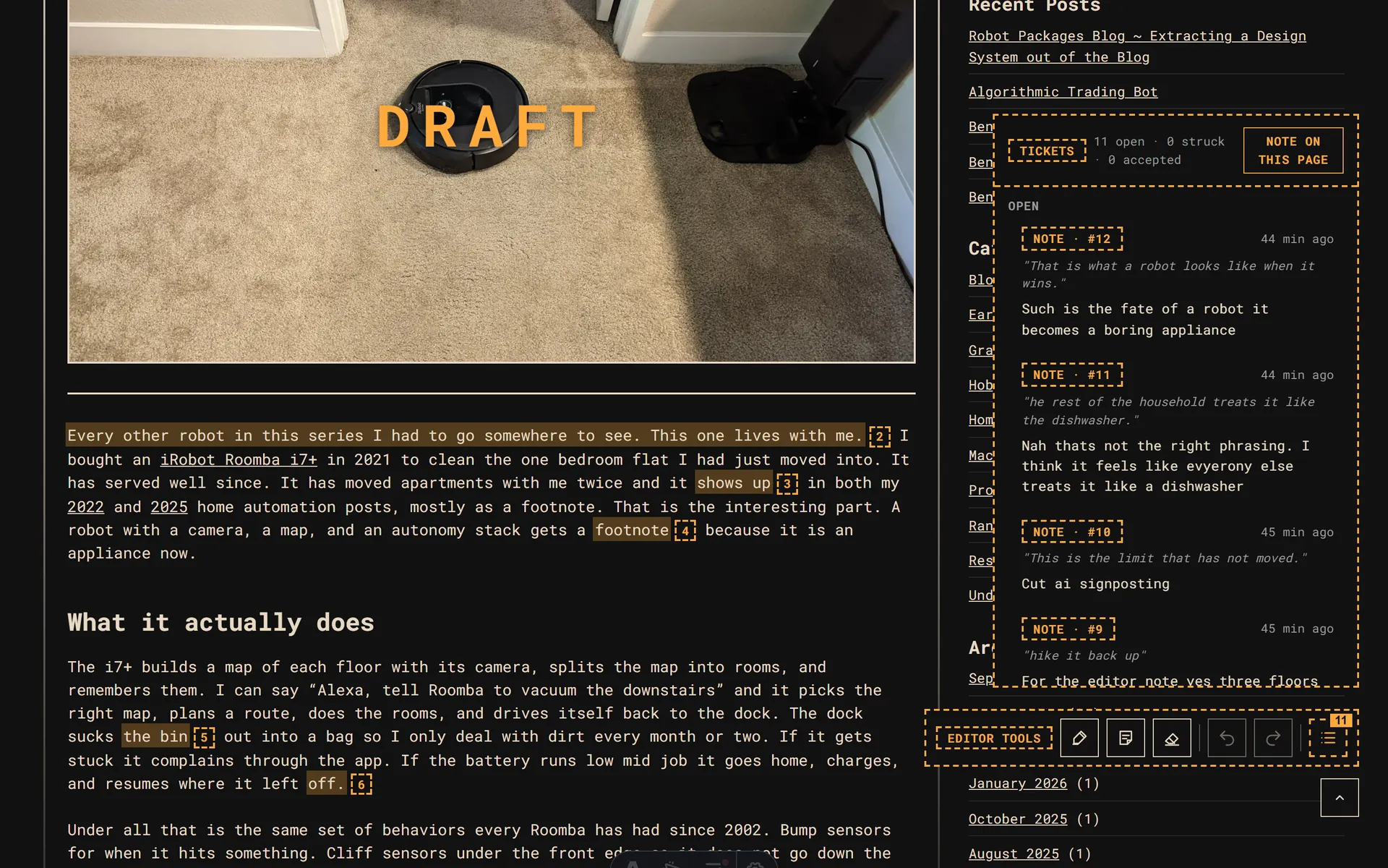 Robot Edits Blog ~ Marking Up a Draft with an Agent in the Loop