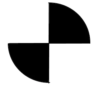 The printed encoder disc: two opposing black quadrants read by the wheel sensor.